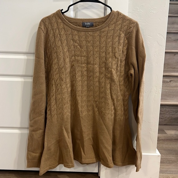 Neiman Marcus 100% Cashmere Camel Peplum Sweater - Picture 1 of 4